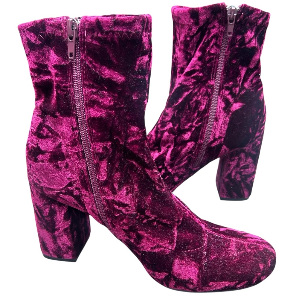 MIA Velvet Burnout Boots 8 Burgundy Whimsigoth Gothic Vamp Witchy Boho - Picture 5 of 15